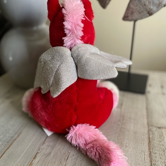10” Red pink and white unicorn stuffed plush - Picture 6 of 6